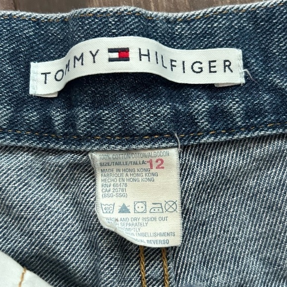 VTG Tommy Hilfiger Beaded Waist High Rise Distressed Denim Shorts Sz 12 - Picture 7 of 7